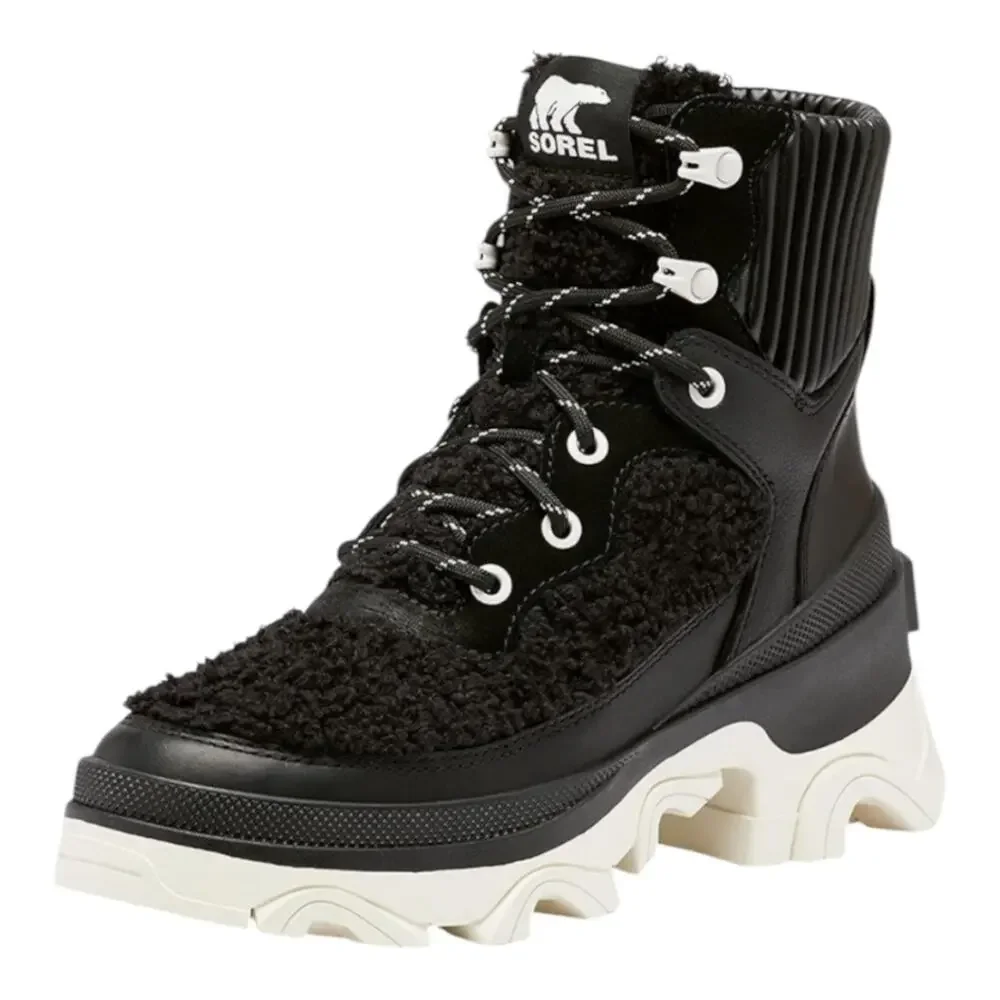 Sorel‎ Brex Cozy Lace Waterproof Boot - Black Sea Salt - Women's US Size 8.5 New
